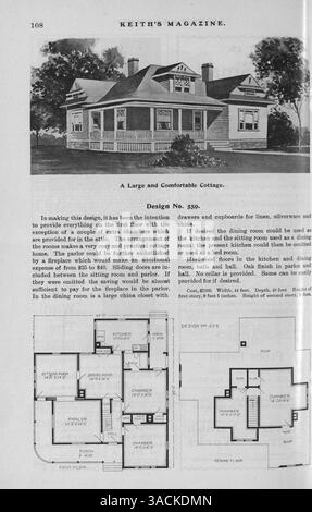 Keith's Magazine, une publication mensuelle de 1901 par Walter J. Keith, présente des conceptions de maisons, des plans d'étage et des coûts de construction. Le magazine comprend des articles sur la construction de maisons, le design d'intérieur, l'aménagement paysager, et des publicités pour les matériaux, l'ameublement et les accessoires de construction. Certains numéros proposent également des conceptions pour les églises et les écoles. Banque D'Images