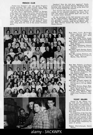 Le Wahian Yearbook 1950 de Washburn High School présente les étudiants, les professeurs, l'athlétisme, les clubs et les événements importants de l'année académique 1949-1950. Banque D'Images