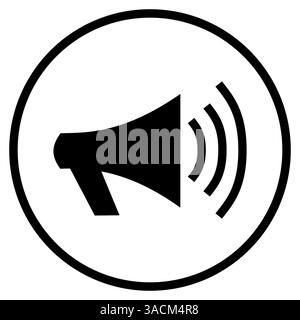 Symbole mégaphone - icône plate dans un cercle pour un message publicitaire ou une annonce Banque D'Images
