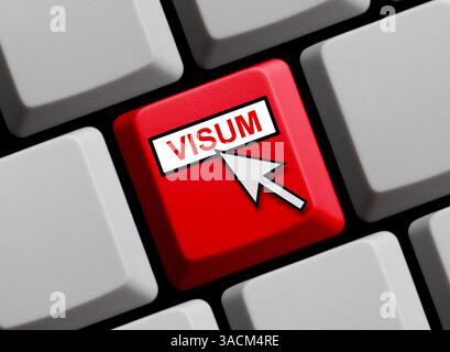 Touche colorée d'un clavier d'ordinateur avec flèche de souris montre visa Banque D'Images