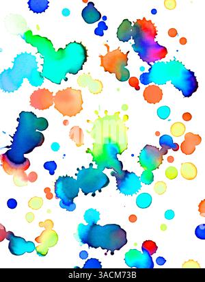 Blobs colorés de peinture - fond d'aquarelle pinceau Banque D'Images