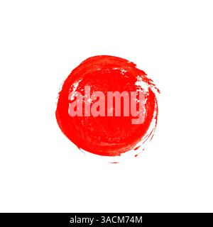 Impression rouge de cercle sur fond blanc - peint messily avec un pinceau Banque D'Images