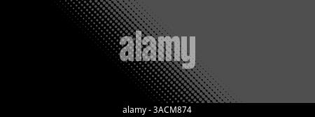 Modèle de bannière de mise en page - bandes en noir gris avec transition diagonale des points Banque D'Images