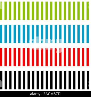Fond avec 4 motifs de rayures différents dans des couleurs blanches et vives Banque D'Images