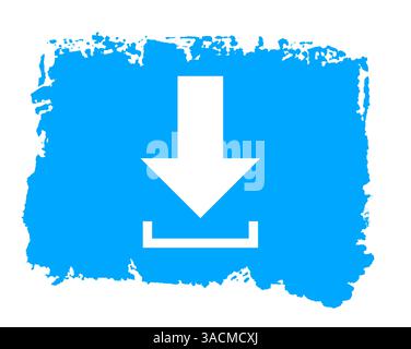 Icône flèche comme symbole pour le téléchargement sur texture grunge isolée bleue avec bordure inégale Banque D'Images