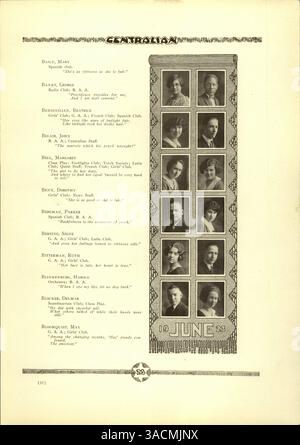 L'annuaire « Centralian » 1923 présente des portraits d'étudiants et d'enseignants, d'athlètes, de clubs et d'événements majeurs de l'année scolaire 1922-1923-1998, avec une attention particulière au rôle de l'histoire afro-américaine dans la formation de la culture et de la communauté de l'école. Banque D'Images
