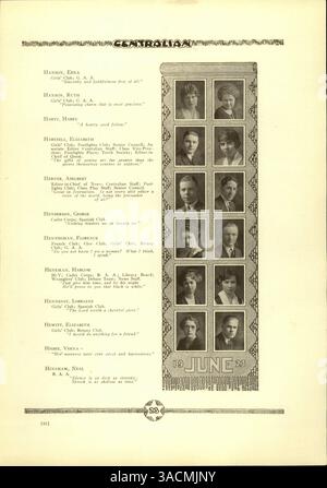 Cet annuaire « Centralian » 1923 présente des portraits d'étudiants et de professeurs, des faits saillants sportifs, des activités du club et des événements majeurs de l'année scolaire 1922-1923/09. Il met également l'accent sur l'histoire afro-américaine au sein de la communauté Central High School. Banque D'Images