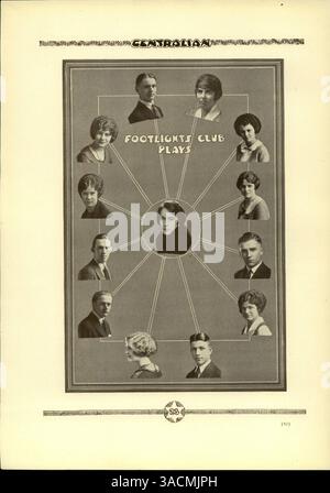 L'annuaire « Centralian » de 1923 donne un aperçu de l'année scolaire 1922-1923 au Central High School. Il présente des portraits d'étudiants et de professeurs, met en évidence l'athlétisme et les clubs, et souligne l'importance de l'histoire afro-américaine dans l'école. Banque D'Images