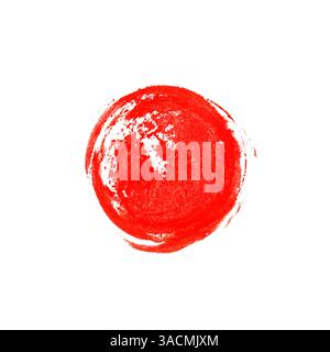 Empreinte rouge indistincte de cercle sur fond blanc - peint avec un pinceau Banque D'Images