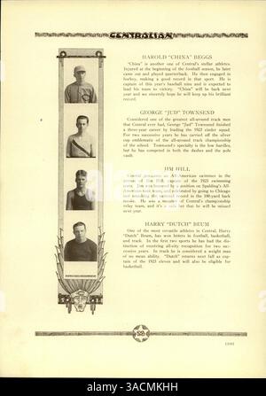 L'annuaire « Centralian » 1923 de Central High School présente des étudiants, des professeurs, des clubs parascolaires, des équipes sportives et des événements majeurs de l'année académique 1922-1923. Il fournit un compte rendu détaillé de la vie scolaire, offrant un aperçu de l'histoire afro-américaine ainsi que des activités générales des étudiants. Banque D'Images