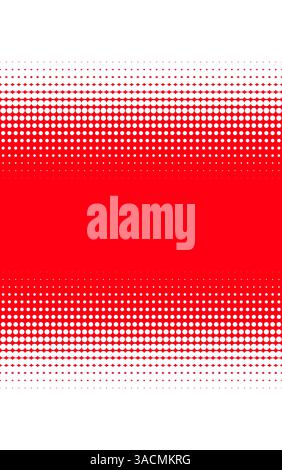Zone de couleur rouge avec transition douce de petits et grands points sur fond blanc Banque D'Images