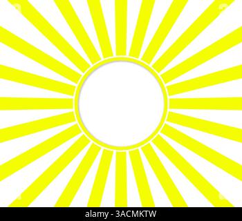 Motif de rayons avec des rayons en jaune et blanc et un cercle vide au centre avec un espace de texte Banque D'Images