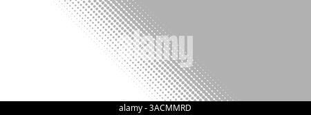 Modèle de bannière de mise en page - bandes en gris blanc avec transition diagonale de points Banque D'Images