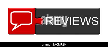 Bouton puzzle isolé composé de deux parties avec symbole affiche les avis Banque D'Images