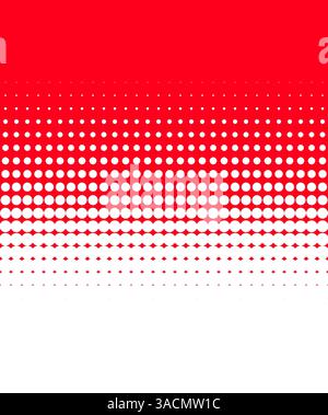 Fond rouge et blanc avec dégradé de couleurs par petits et grands points Banque D'Images