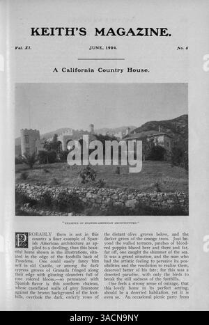Keith's Magazine, créé en 1904, présente les plans d'étage, les conceptions de maisons et les coûts de construction détaillés. Il comprend des articles sur la construction de maisons, la décoration intérieure et l'aménagement paysager. Le magazine présente également des publicités pour les matériaux de construction et l'ameublement. Certains numéros proposent des conceptions pour les écoles, les églises et d'autres bâtiments publics. Les pages 209, 210, 215 et 216 de la Vol. 11 No. 4 sont manquantes. Banque D'Images