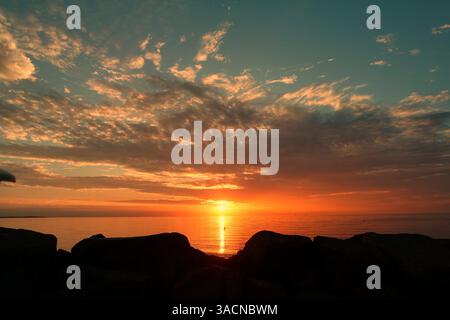 Coucher de soleil sur l'île de Poel Banque D'Images