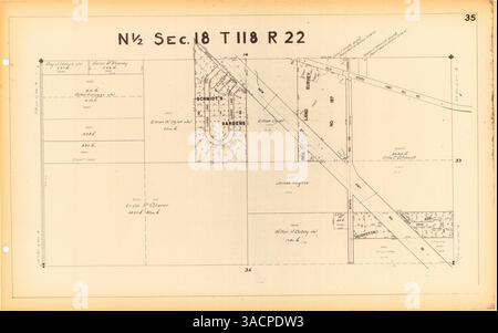 Cet atlas présente un ensemble complet de cartes pour les villages de Medicine Lake et Plymouth dans le comté de Hennepin. Il comprend des détails sur la propriété, les lignes de coupe, les chemins de fer et une carte d'index des ajouts de terrains. Banque D'Images