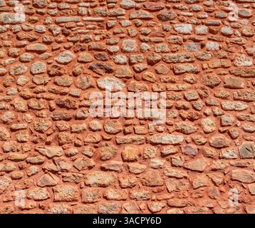 Gros plan plein écran d'un mur de pierre rougeâtre animé Banque D'Images