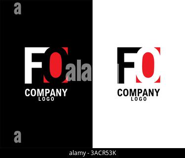 FO , DE LA société abstraite initiale logo Design avec espace négatif. vecteur de modèle de logo de société de fond noir et blanc Illustration de Vecteur