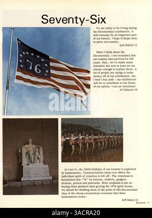 Cette édition de l'annuaire de Lincoln High School couvre les faits saillants de l'année scolaire 1975-1976, en se concentrant sur les réalisations des étudiants, les activités parascolaires, les événements sportifs et les contributions des professeurs. Banque D'Images