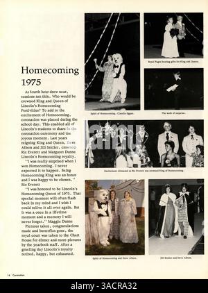 L'édition 1976 du Lincoln High Yearbook donne un aperçu de l'année scolaire 1975-1976 et documente la participation des étudiants aux clubs, aux événements sportifs, aux réalisations académiques et à la participation des professeurs. Banque D'Images