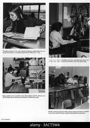L’Echowan Yearbook 1975 reprend les événements, les activités étudiantes, les contributions des professeurs et les programmes sportifs de l’école secondaire Louis Park au cours de l’année scolaire 1974-1975/09. Banque D'Images