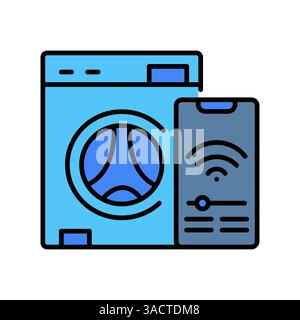 icône de ligne noire de machine à laver intelligente pour les projets numériques et d'impression. Icônes nettes minimales pour les applications et les sites Web. Icônes simples modernes pour UI UX et br Banque D'Images