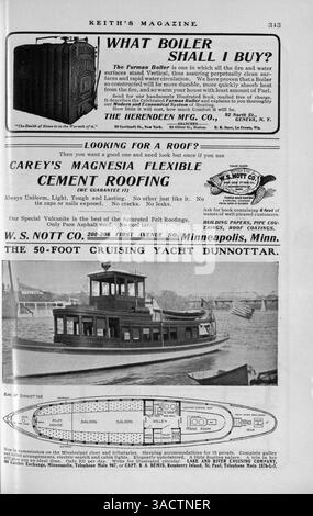 Keith's Magazine, publié pour la première fois en 1903 par Walter J. Keith, est un magazine mensuel proposant des conceptions détaillées de maisons architecturales, des plans d'étage et des détails de coût. Il comprend également des articles sur la décoration intérieure et l'aménagement paysager, ainsi que des publicités pour les produits de construction. Pages manquantes dans certains volumes. Banque D'Images