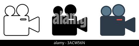 Icône vidéo définie. vecteur d'icône de caméra vidéo. panneau de film. cinéma. Illustration de Vecteur