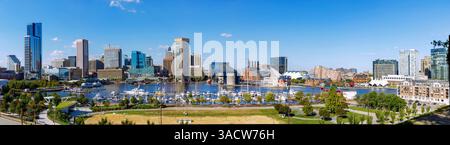 Inner Harbor et Rash Field Park de Federal Hill Park à Baltimore, Maryland, États-Unis Banque D'Images