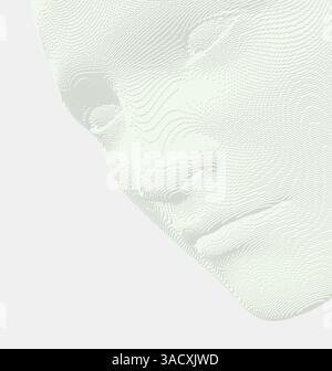 Illustration du visage d'un homme créé à partir de petits cubes. Masquage de réseaux sociaux anonyme. Technologie et robotique. Illustration du vecteur 3D. Illustration de Vecteur