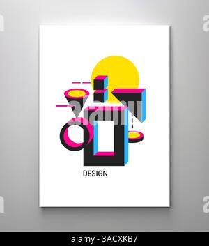 Composition géométrique abstraite aux formes minimalistes. Graphismes d'art moderne. Modèle de conception de couverture. illustration vectorielle 3d pour brochure, affiche, bann Illustration de Vecteur