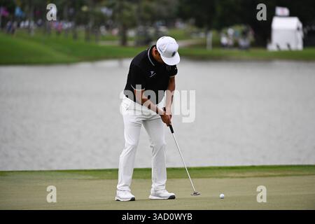 Doral, États-Unis. 04th Apr, 2025. Kevin Na, capitaine des putts GC Iron Heads lors du jour 1 de la LIV Golf Invitational 2025 - Miami au Trump National Golf course le 4 avril 2025 à Doral, Floride. (Photo de JC Ruiz/Sipa USA) crédit : Sipa USA/Alamy Live News Banque D'Images