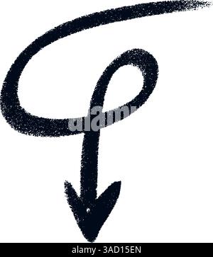 Icône flèche d'accentuation Doodle. Conception originale de la ligne zigzag de torsion, bobine de ressort, onde de courbe. Vecteur Illustration de Vecteur