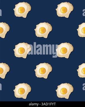 Motif d'oeuf frit avec fond bleu foncé. Concept créatif Illustration de Vecteur