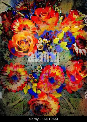 Art contemporain, arrangement floral adapté à l'utilisation de cartes de vœux Banque D'Images