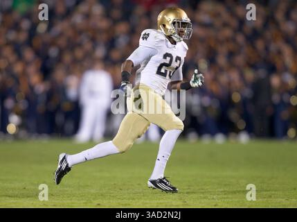 01 octobre 2011 : le cornerback de notre Dame Lo Wood (#23) lors de l'action de match de football de la NCAA entre les notre Dame Fighting Irish et les Purdue Boilermakers au stade Ross-Ade à West Lafayette, Indiana. Notre Dame a battu Purdue 38-10.(image crédit : © John Mersits/Cal Sport Media/ZUMAPRESS.com) Banque D'Images