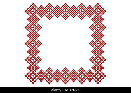Rouge russe, ancien ornement sous la forme d'un cadre carré. Illustration plate. Illustration de Vecteur