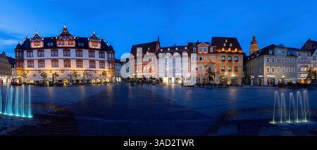 Allemagne, Bavière, Coburg, Marketplace, Panorama Banque D'Images