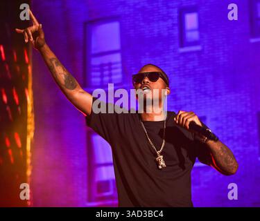 03 septembre 2011 - New York, New York, États-Unis - le rappeur NAS se produit en concert pendant Rock the Bells 2011 à New York, New York. La plupart des set list de 'Illmatic.'.(Credit image : © Byron Smith/ZUMAPRESS.com) Banque D'Images