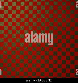 Motifs japonais traditionnels (motifs carrés en or rouge et noir). Banque D'Images