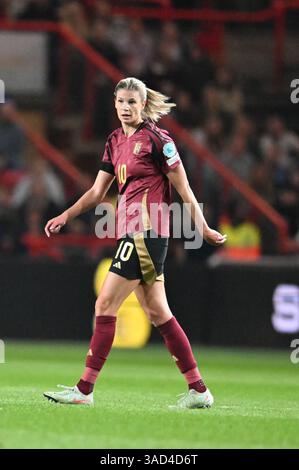 Ashton Gate, Bristol, Royaume-Uni. 4 avril 2025. Women Nations League International Football, Angleterre contre Belgique ; Justine Vanhaevermaet de Belgique crédit : action plus Sports/Alamy Live News Banque D'Images