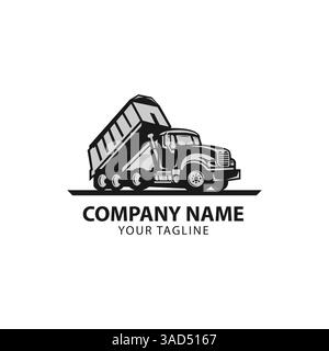 Vecteur de logo de camion à benne basculante pour entreprise de construction. Illustration vectorielle de modèle d'équipement de véhicule. SPE 10 Illustration de Vecteur