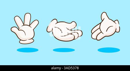 Cute of Set Hand Cartoon , ensemble d'illustration vectorielle Mascot Collection de main Illustration de Vecteur
