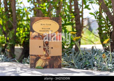 Gros plan de King Lear Play in the Garden de William Shakespeare. Banque D'Images