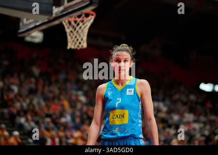 Anna Palma de Cadi la Seu vue en action lors de la Liga Femenina Endesa saison régulière Round 28 entre Valencia basket et Cadi la Seu à Pabellon F. Banque D'Images
