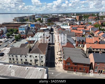 Vue aérienne de la vieille ville de Hulls, rue Humber, Kingston upon Hull Banque D'Images