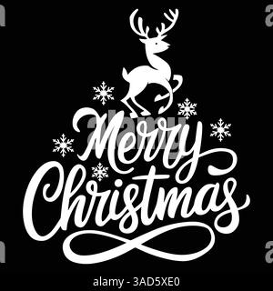 Joyeux Noël texte sur fond noir. Lettrage de Noël élégant et typographie du nouvel an. Vecteur festif idéal pour les cartes de vacances et de saison déc Illustration de Vecteur
