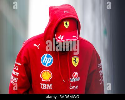 Suzuka, 05 avril 2025 : Lewis Hamilton (GBR) de la Scuderia Ferrari lors du Grand Prix de formule 1 du Japon 2025. Crédit : Corleve/Alamy Live News Banque D'Images